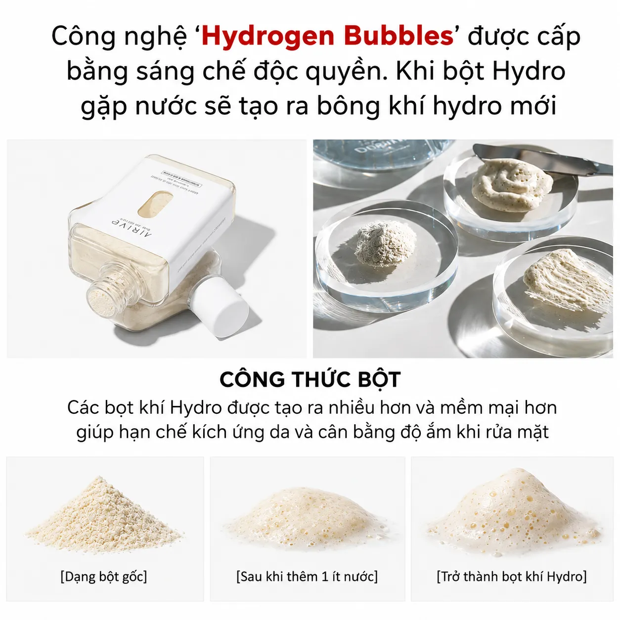 Bột Rửa Mặt Hydrogen Enzyme AIRIVE Airy Skin Spa Cleanser 50g (pH Axid nhẹ)